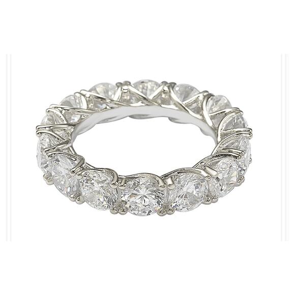 Suzy Levian Sterling Silver Cubic Zirconia Crossing Setting Eternity Band - Picture 2 of 3